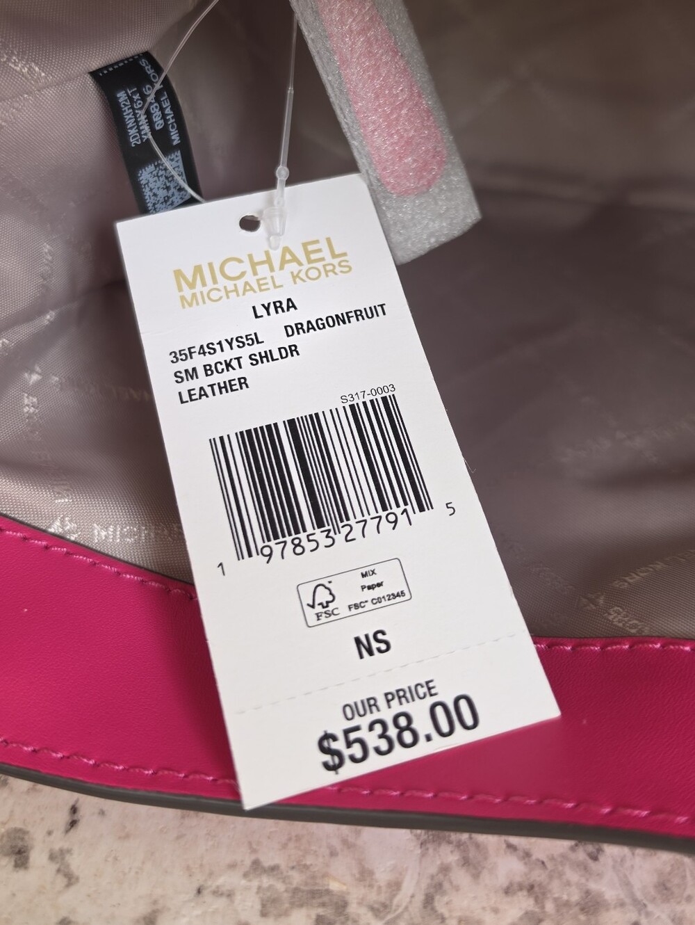 Michael Kors Lyra Small Pink Bucket Shoulder Bag - Picture 7 of 9